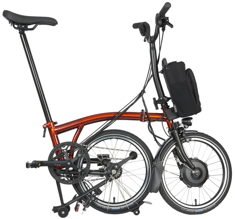 Brompton Electric C Line Explore Folding Bike 2023 in Flame Lacquer-2